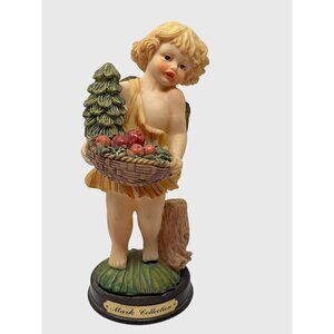 Victorian Christmas 6 Inch Angel Figurine Child Basket Fruit Tree Vintage Decor